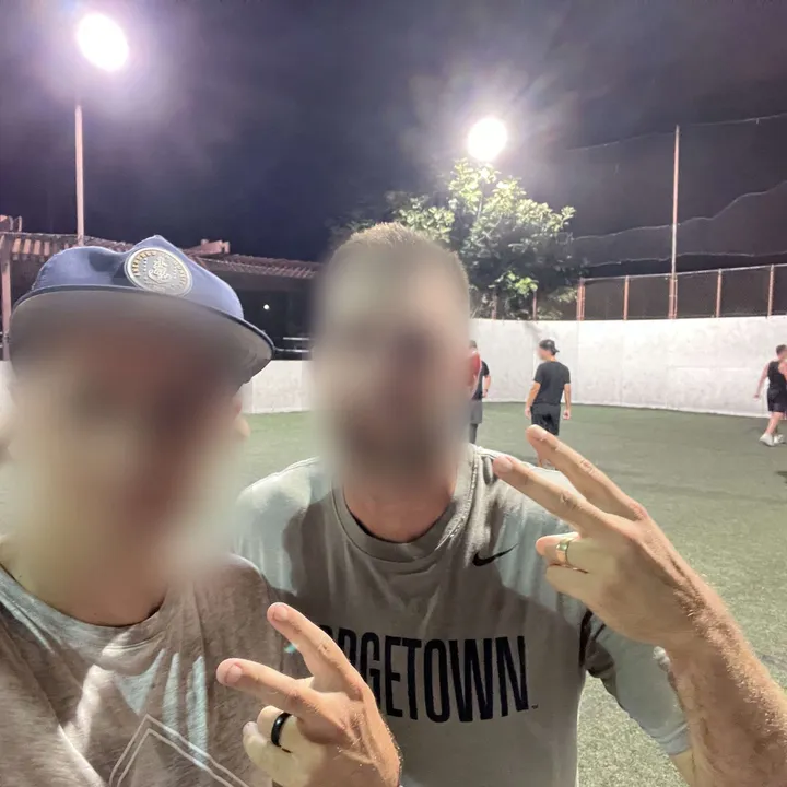 Two members after a night soccer game